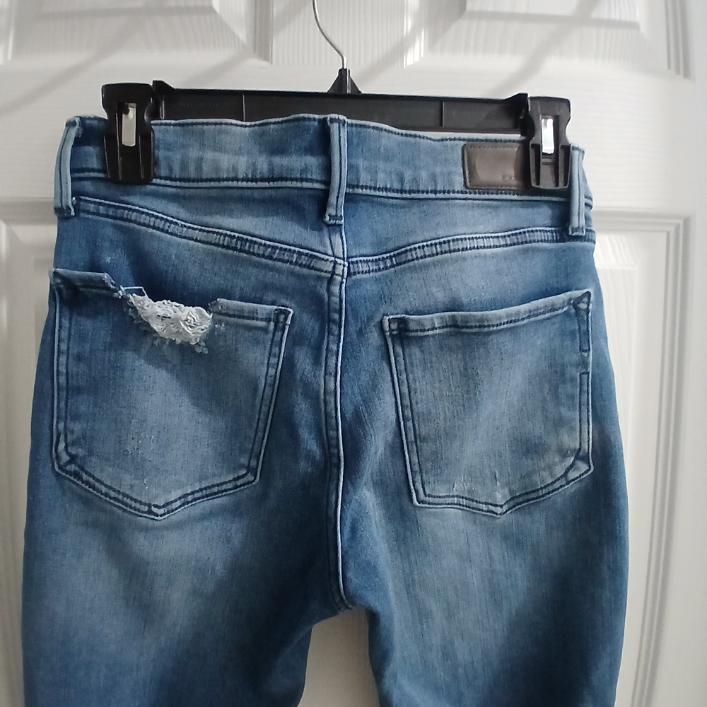 Express Denim Blue Distressed Jeggings - Picture 10 of 10